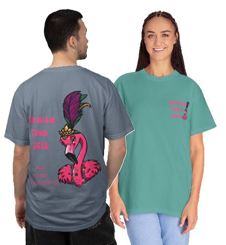 Spanish Town Mardi Gras 2026 Flamingo Shirt – Pink. Proud. Provocative.