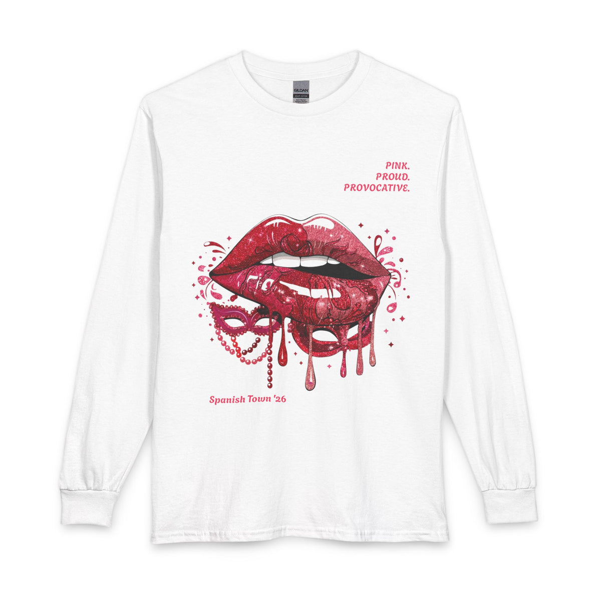 Dripping Red Lips Long Sleeve Tee – “Pink. Proud. Provocative.” Graphic Shirt